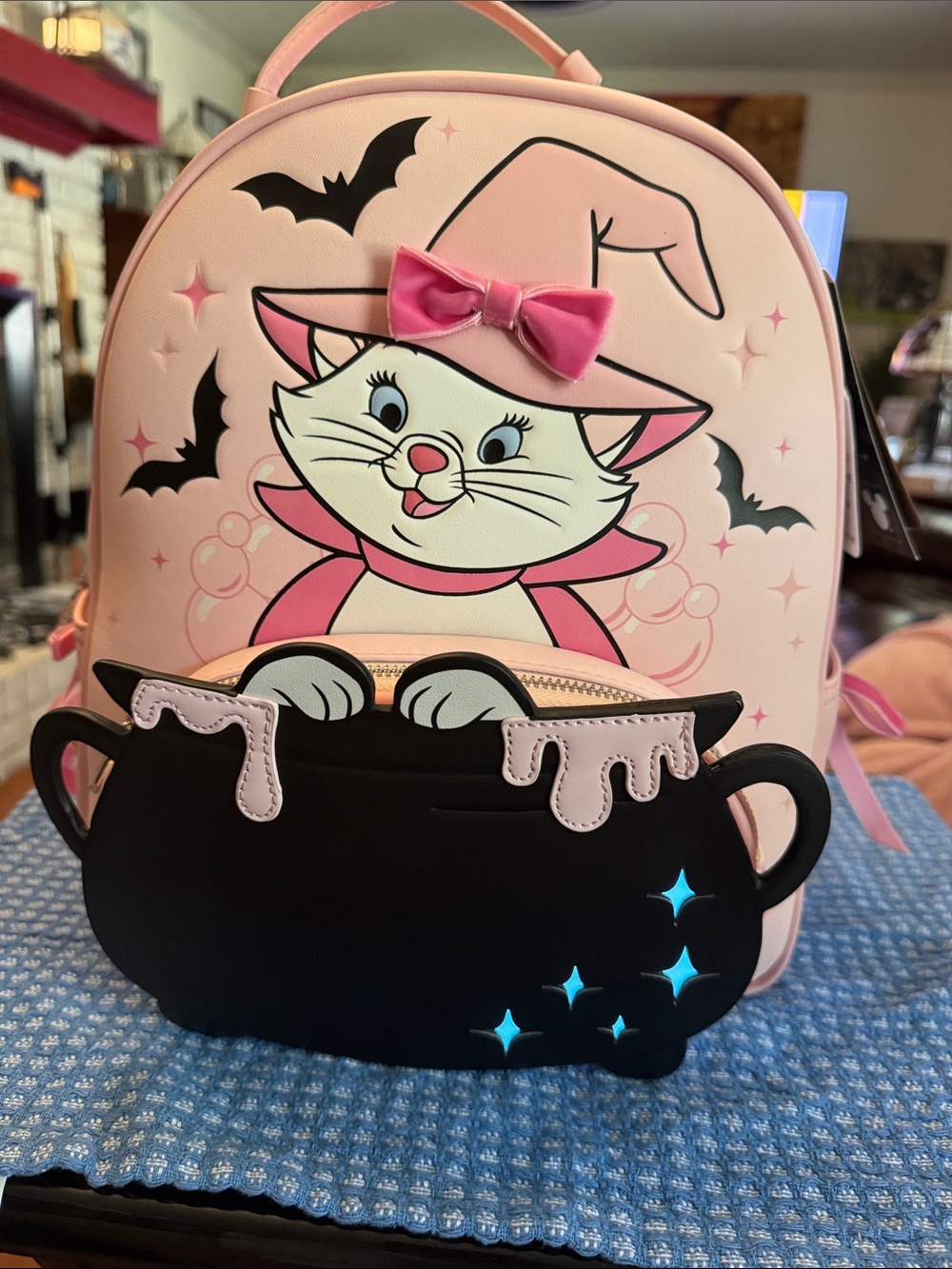 Disney Pink Cat Witch Mini Backpack with Cauldron Pocket